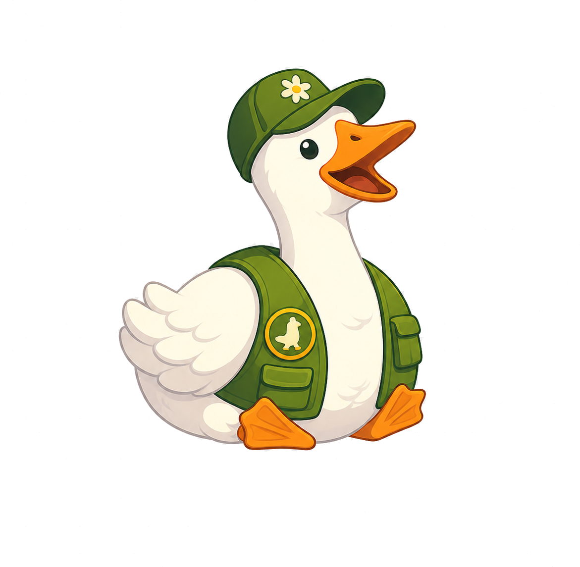 The warden goose, settled in
